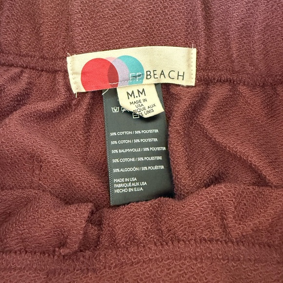 Free People Beach Wide Leg Cropped Sweat Pants - Maroon - Picture 3 of 5